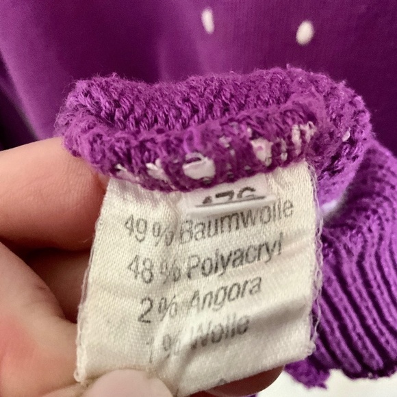 Vintage 3D Knit Sweater Pink Dainty Floral Embroidery Cotton/angora/wool L - Picture 8 of 10